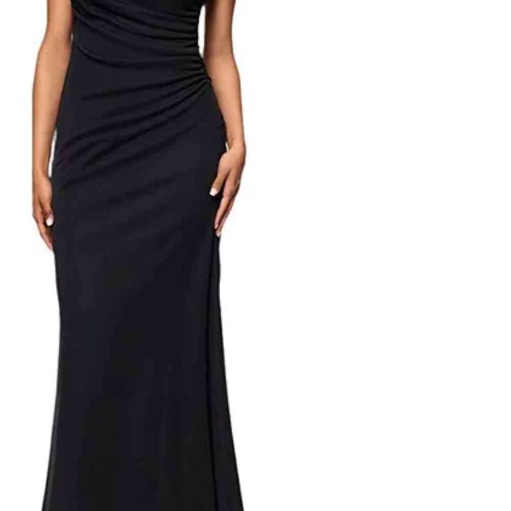Betsy & Adam Black One-Shoulder Lace Dress - Picture 3 of 5